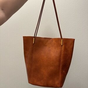 Source Unknown Tan Leather Tote Bag
